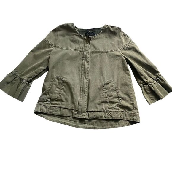 Sanctuary Military Jacket M Bell Sleeve Size Medium Full Zip Pockets Cotton S23 - Picture 4 of 8
